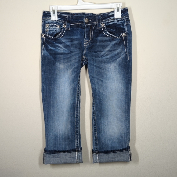 Miss Me Jeans Women's Size 26 Low-rise Easy Crop Rhinestone JE5307C12 - Picture 1 of 9